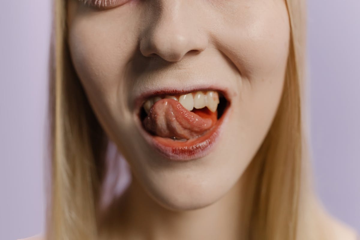 Close-up view of a tongue showing surface texture